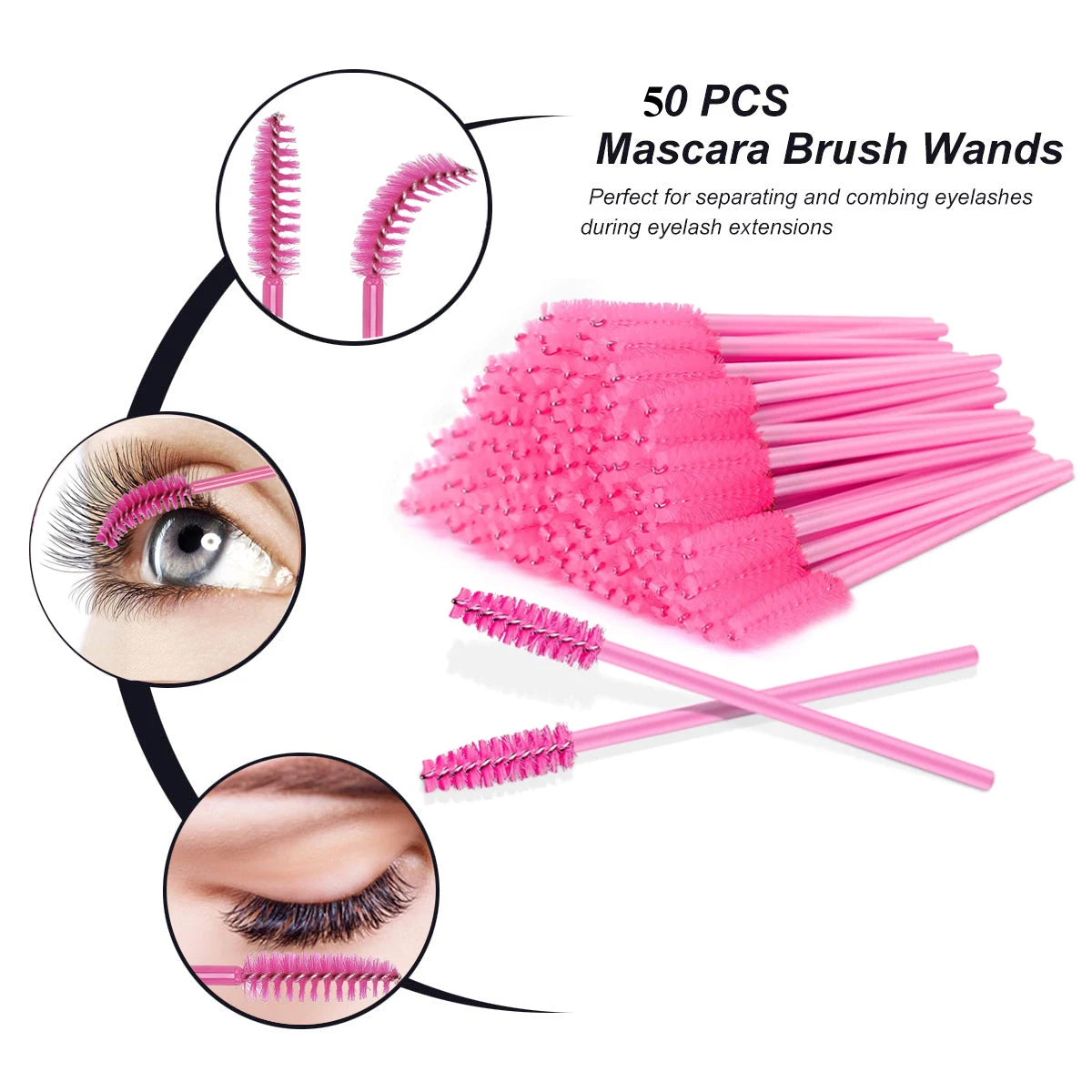 200pcs Disposable Brushes Set Mascara Wands, Lip Brush, Eyelash Extension Eyebrow