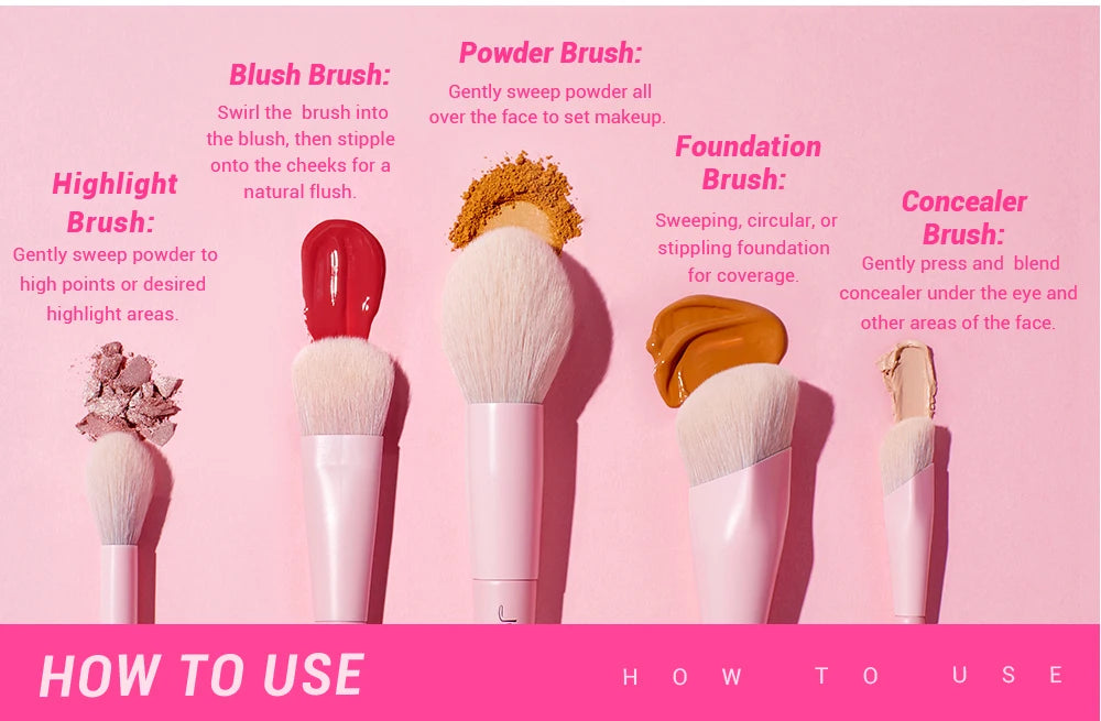 Pink Makeup Brushes Set 14pcs Make up Brushes