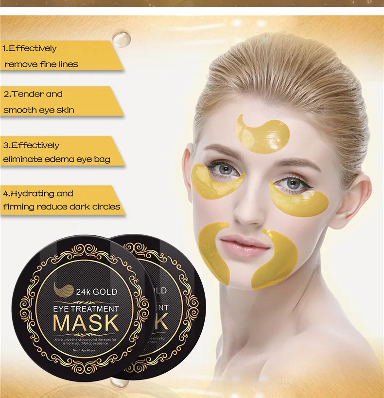 24K gold repair dark circles moisturizing eye mask 60 pieces